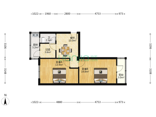 兰西蓬管所家属院 2室1厅1卫 65平方