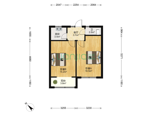 20街坊 2室1厅1卫 53平方