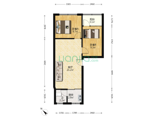 永兴楼(永安路) 2室1厅1卫 73平方