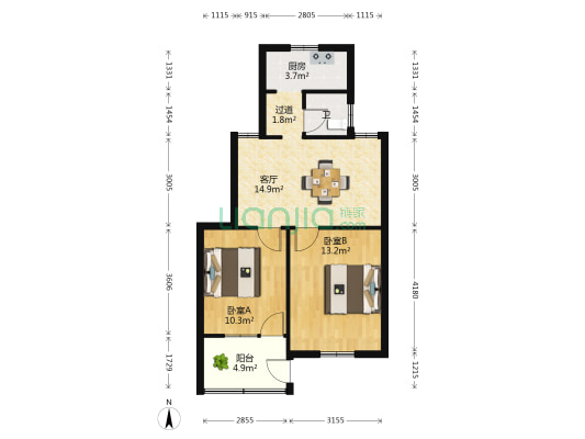 银花苑 2室1厅1卫 69平方
