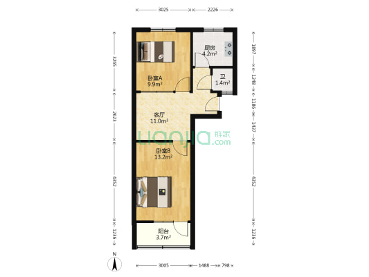 铜陵二村 2室1厅1卫 53平方