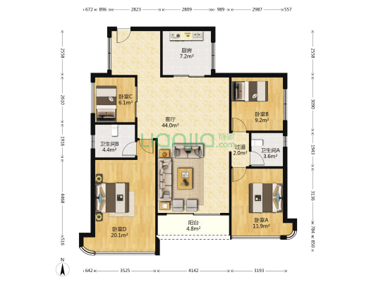 安峦公馆 4室1厅2卫 138平方
