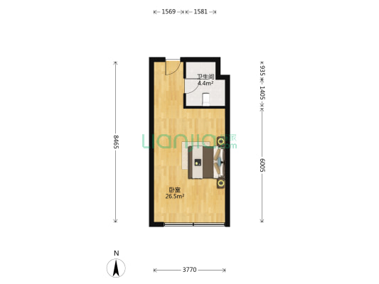 阳澄湖世纪大楼 1室0厅1卫 50平方