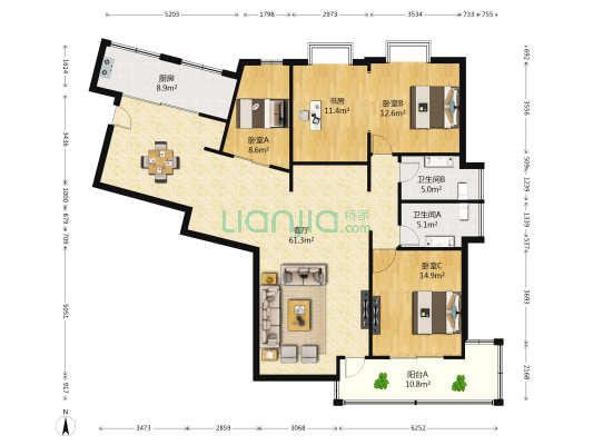 滨江嘉苑 4室1厅2卫 152平方