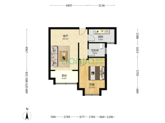 嘉树清园 1室1厅1卫 63平方