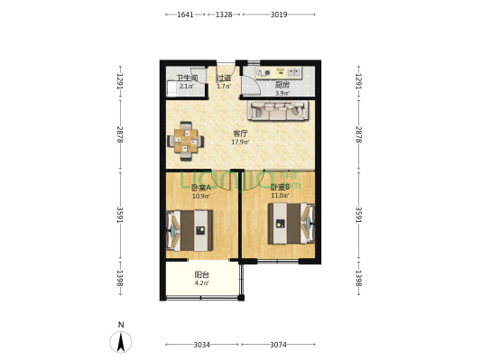 招贤小区西区 2室1厅1卫 65平方