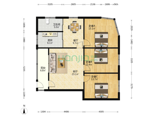 物资供销公司家属院 3室2厅1卫 118平方