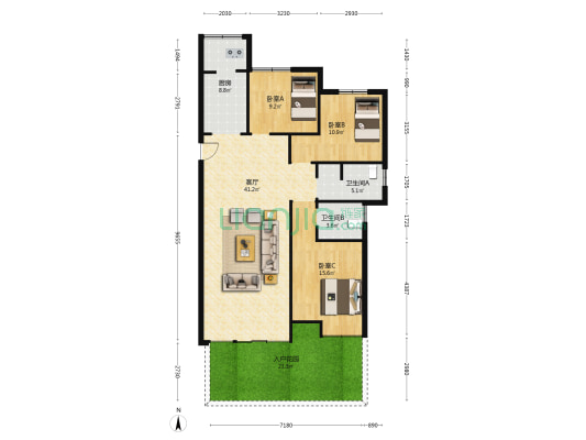 中建城六期 3室1厅2卫 129平方