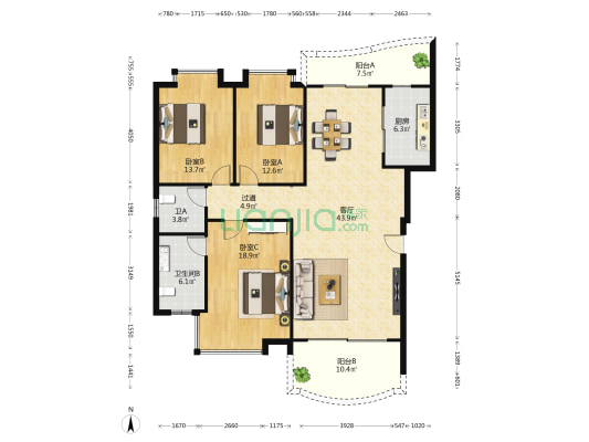 良缘雅苑 3室1厅2卫 141平方
