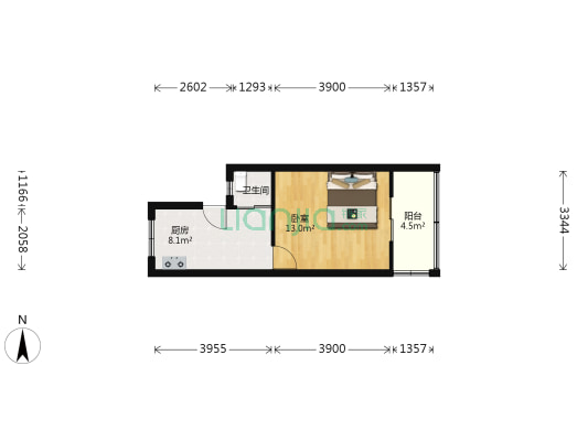 里夏新村 1室0厅1卫 33平方