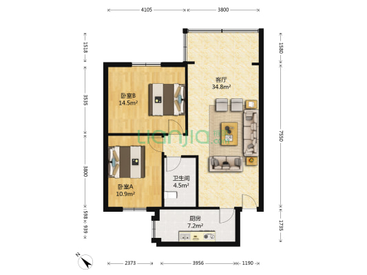 西郊支路18号 2室1厅1卫 80平方