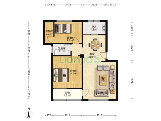 回龙路213号 2室1厅1卫 85平方