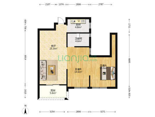 学府新城·星云园 2室1厅1卫 87平方