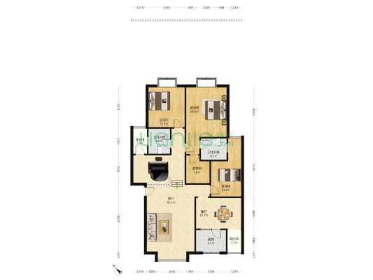 雍城华庭 3室2厅2卫 144平方