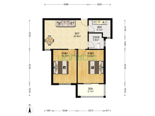 日益家园一期 2室1厅1卫 89平方