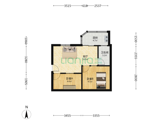 兴华楼小区 2室1厅1卫 46平方