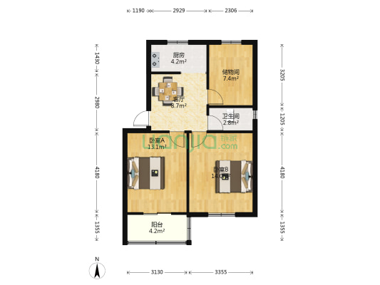 朝阳路 2室1厅1卫 67平方