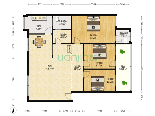 交通运输局 3室1厅2卫 142平方
