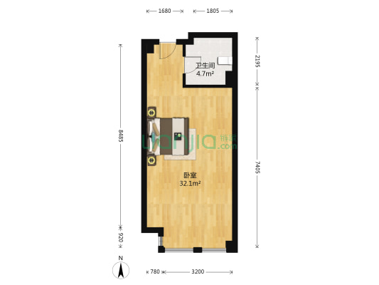 瑞悦商业广场 1室0厅1卫 60平方