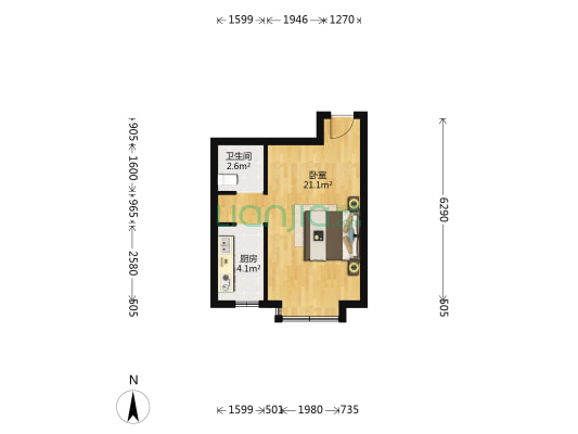 香江健康小镇丹桂园 1室0厅1卫 40平方