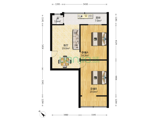 海马冲路11号 2室1厅1卫 77平方