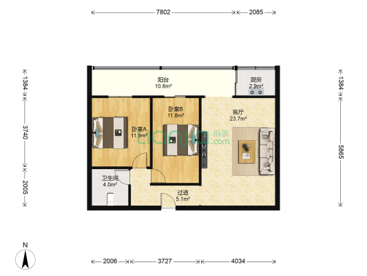 新津小区东院 2室1厅1卫 78平方