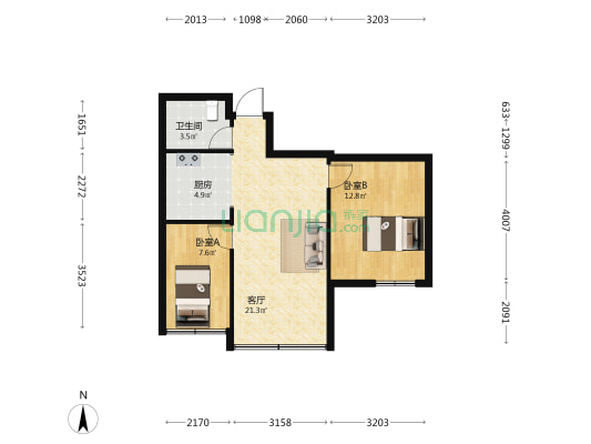 连潘东小区 2室1厅1卫 91平方
