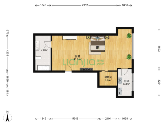 奥丽维亚公寓 1室0厅1卫 72平方