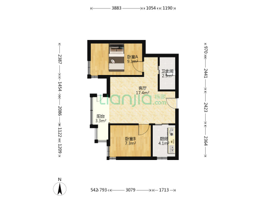 雅安里 2室1厅1卫 63平方
