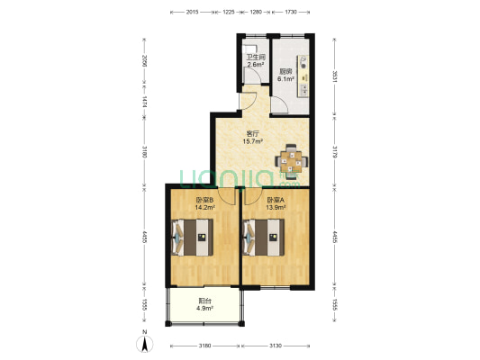 竹园里 2室1厅1卫 72平方