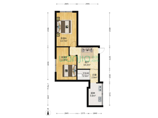 德馨园小区 2室1厅1卫 58平方