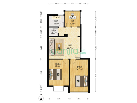 东岳路45-55号 3室1厅1卫 65平方