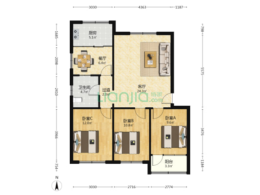 福安花苑东区 3室2厅1卫 98平方