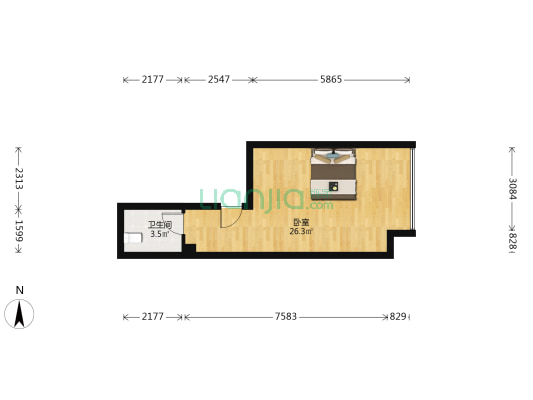 武侯万达广场 1室0厅1卫 42平方