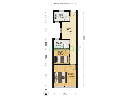 长海二村 2室1厅1卫 40平方