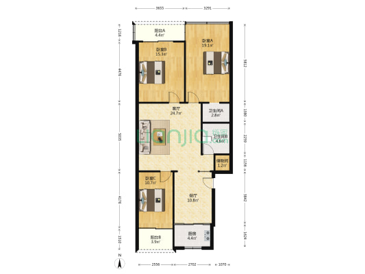 新渡街 3室2厅2卫 120平方