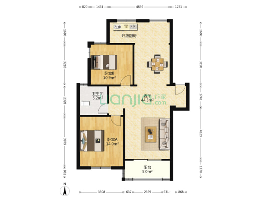 鑫基阳光丽景 2室1厅1卫 95平方