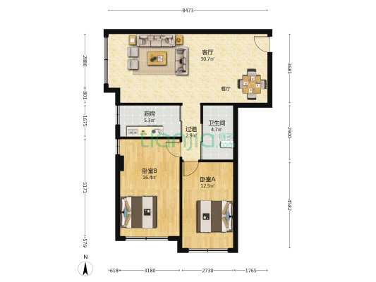 沈铁兴工家园 2室1厅1卫 99平方