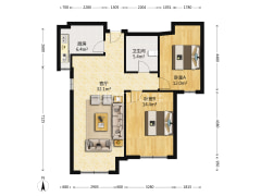 鸿坤理想湾南区 2室1厅 南-涿州鸿坤理想湾南区户型图