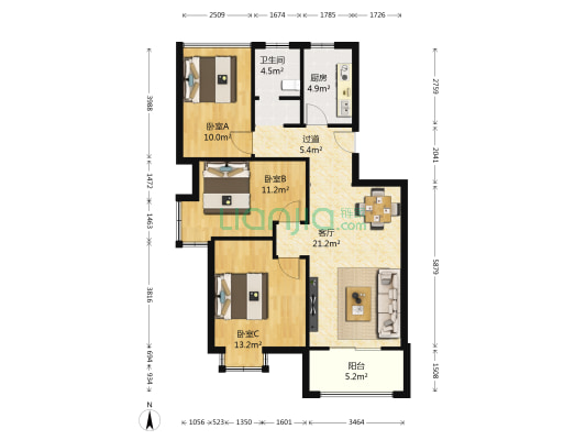 城建琥珀名郡 3室1厅1卫 102平方