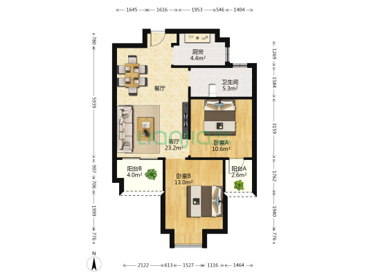 禹洲香溪里2#地块 2室1厅1卫 85平方