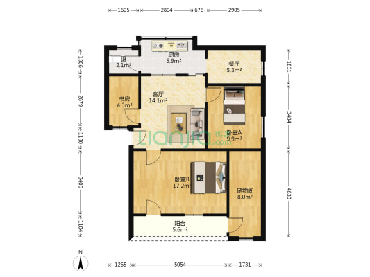 古楼街16号 3室2厅1卫 83平方