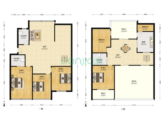 丹溪花园西区 4室2厅3卫 209平方