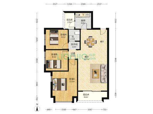 桥头家苑 3室1厅2卫 100平方