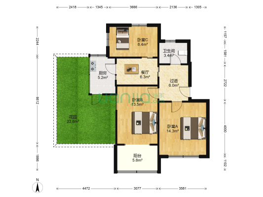 怡梦园 3室1厅1卫 74平方