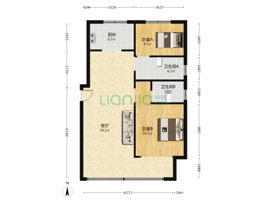 唐山碧桂园凤凰星宸 2室1厅2卫 115平方