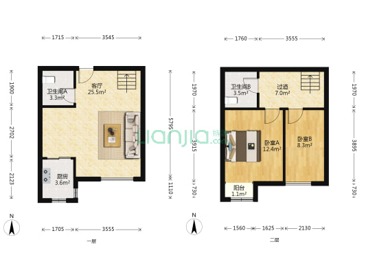 亲和美园 2室1厅2卫 87平方