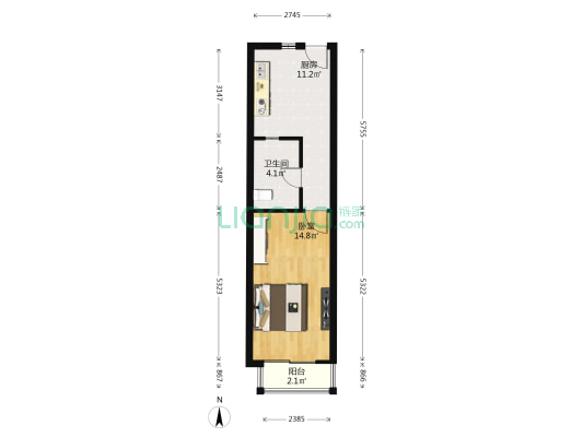 博苑公寓 1室0厅1卫 44平方