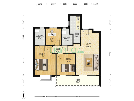 旭辉城建未来旭辉城 3室1厅2卫 99平方