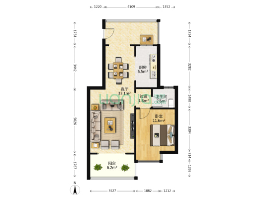 翠谷康庭 1室1厅1卫 65平方